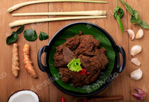 Preview: Rendang Padang. Spicy beef stew from Padang, Indonesia. The Popular Indonesian Traditional Food