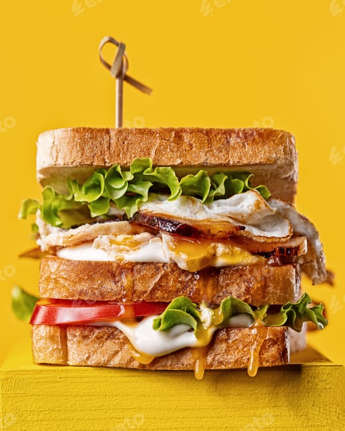 Preview: club sandwich on yellow background