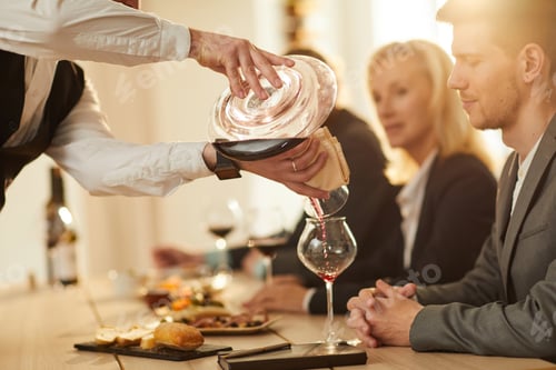 Preview: Sommelier Pouring Wine Closeup