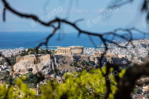 Preview: Athens, Greece. Athens Acropolis and city aerial view from Lycavittos hill