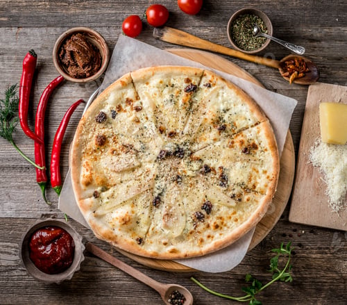 Preview: Delicious Cheese Pizza on Rustic Wooden Tabletop