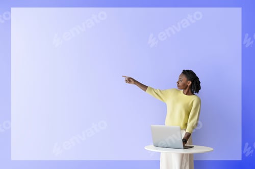 Preview: Blank projecting screen with presenter