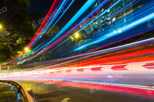 Preview: Traffic car lights on road