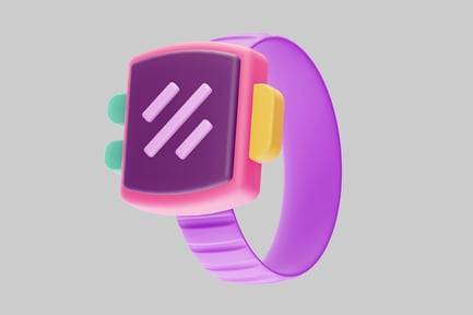 Preview: Rectangular wristwatch with pink, purple, and green accents