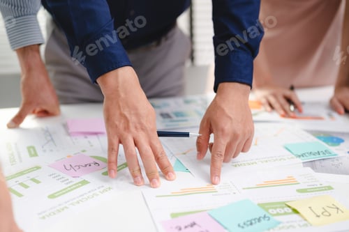 Preview: Serious diverse business team leader discuss financial paperwork, Smart businessman