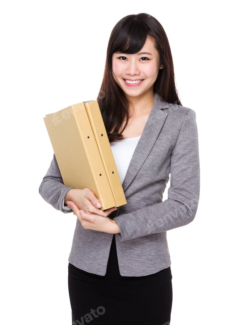 Preview: Business woman hold with folder