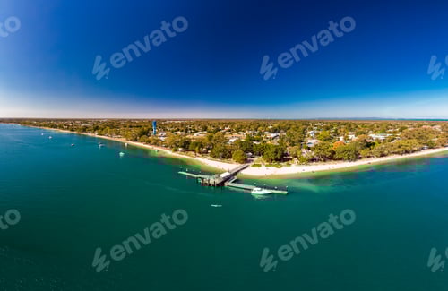 Preview: Aerial view of Bongaree Jetty on Bribie Island, Sunshine Coast,