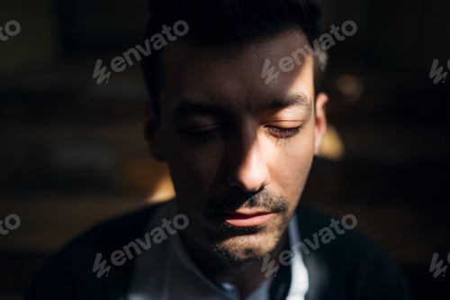 Preview: A portrait of young man indoors, a close-up