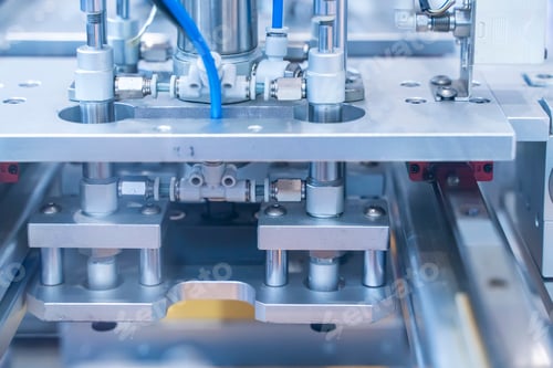 Preview: Robotic Pneumatic Piston Unit On Industrial Machine,Automation Compressed Air Factory Production