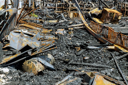 Preview: Post woolsey fire in near residential buildings fire burnt landscape in California