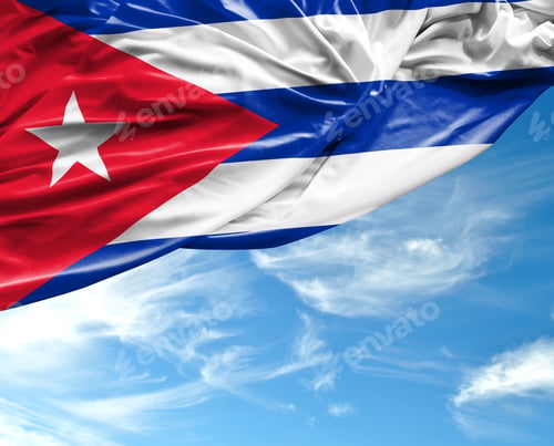 Preview: Cuban Waving Flag On A Beautiful Day