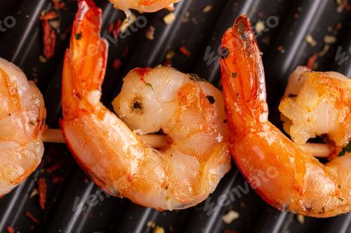 Preview: Close up of grilled shrimps