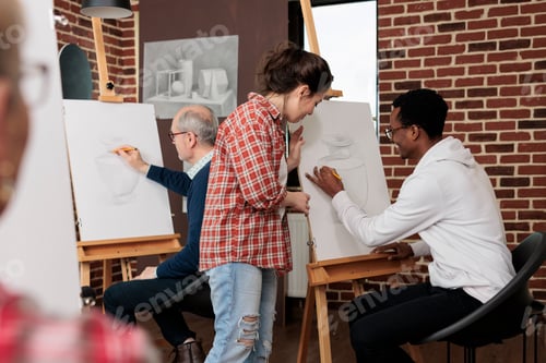Preview: Diverse couple learning to draw together