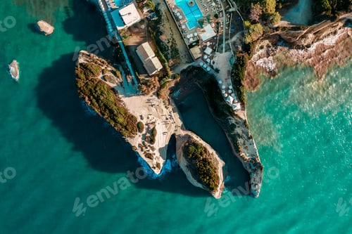 Preview: Canal D'Amore - Sidari, The channel of Love. Aerial drone view to paradise beach with azure sea