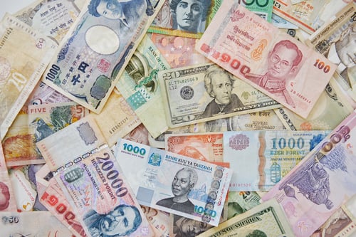 Preview: Colorful Assortment of Global Paper Currency Closeup
