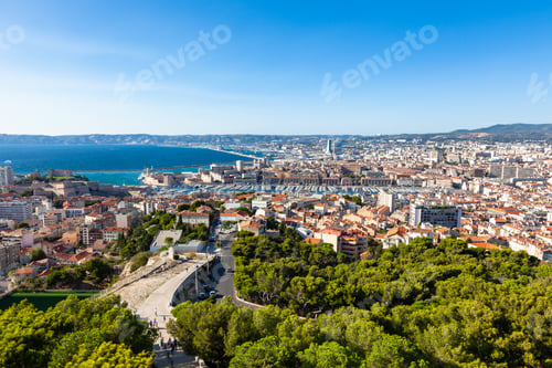 Preview: Aerial view of Marseille city from Notre dame de la garde cathed