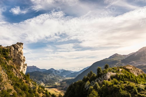 Preview: Mountain valley landscape and rock formations, Futaleufu, Los Lagos region, Chile