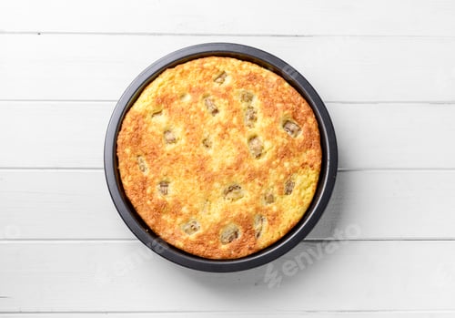 Preview: cottage cheese casserole with banana, topview
