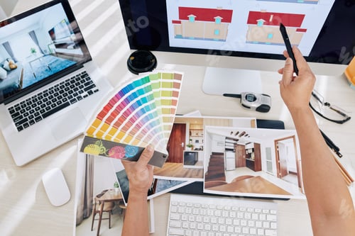Preview: Designer working on color scheme