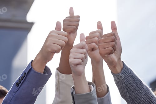 Preview: Taking it to the next level. Shot of a group of unrecognizable businesspeople showing a thumbs up.