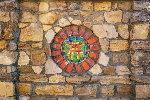 Preview: Mosaic symbol of Shinto on wall.