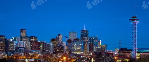 Preview: Denver skyline at dusk, Colorado, USA