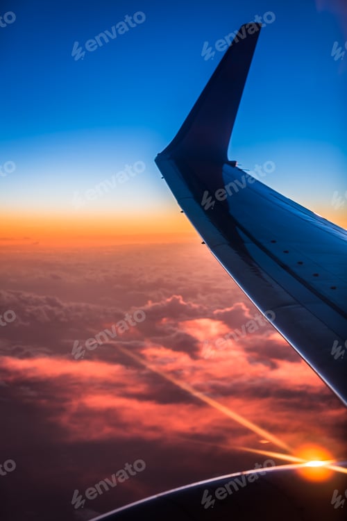 Preview: Sunset view from the airplane window