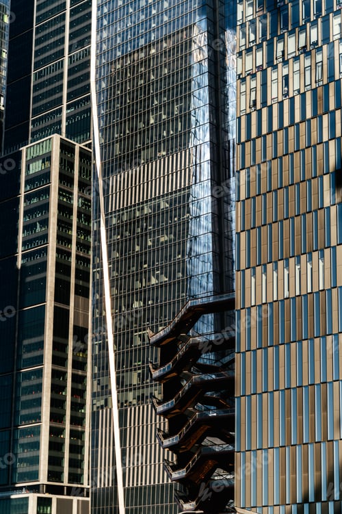 Preview: Modern skyscrapers located against blue sky
