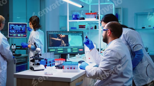 Preview: Microbiologist doctor taking a blood sample tube from rack