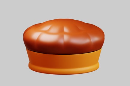 Vorschau: Abstraktes dreidimensionales Objekt mit abgerundeter Oberseite und flacher Unterseite.