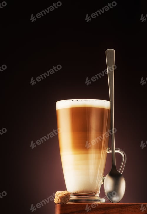 Preview: Cup cappuccino coffee on a dark background