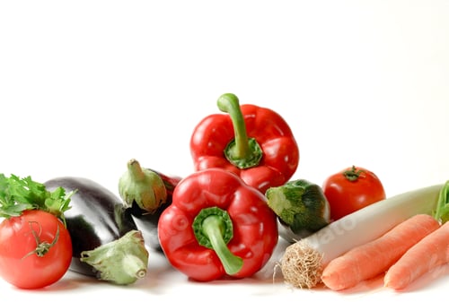 Preview: assorted vegetables on white background