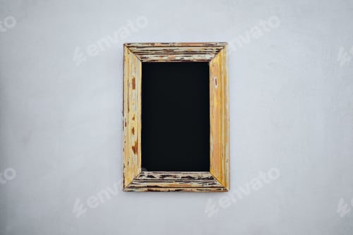 Preview: Empty black sign in a pretty frame
