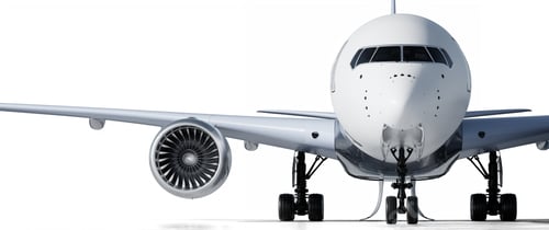 Preview: Passenger aircraft front view on white background
