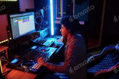 Preview: Sound engineer work on sound mixer control panel