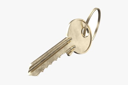 Preview: Modern Brass Key with Ring