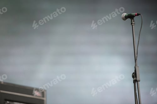 Preview: Microphone on the Stage at Music Festival
