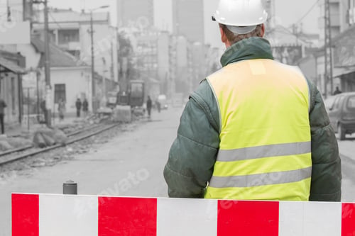 Preview: Construction Worker With Defocused Background.
