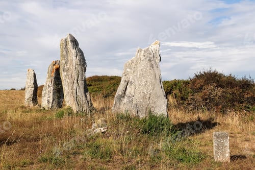 Preview: Line of the six menhirs of Vieux-Moulin - Old Mill - near Plouharnel in Brittany