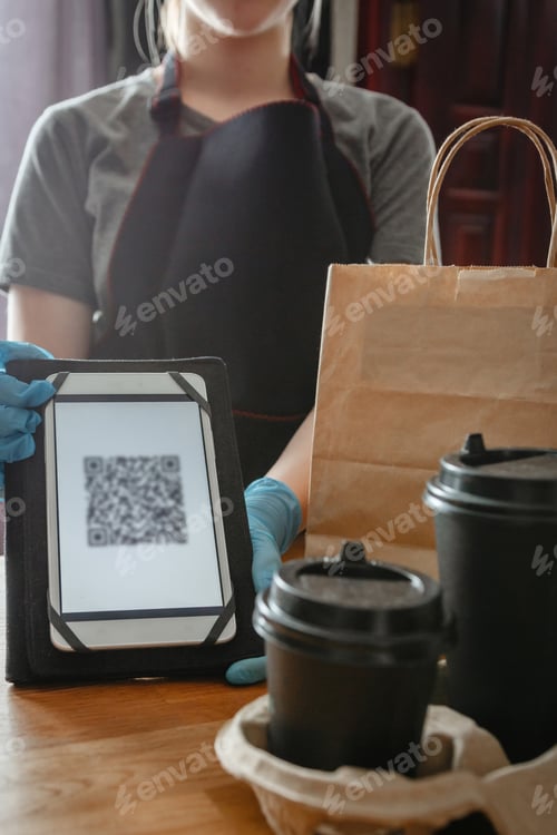 Preview: Coronavirus. contactless payment QR code,Quarantine contactless delivery during the covid pandemic