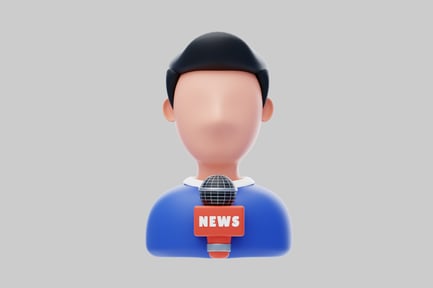Preview: Cartoon reporter with microphone asset