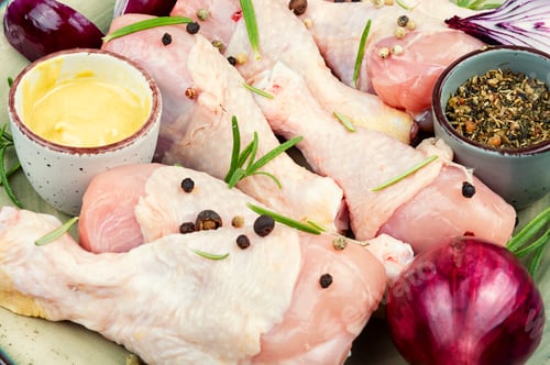 Preview: Freshly cut raw chicken legs.