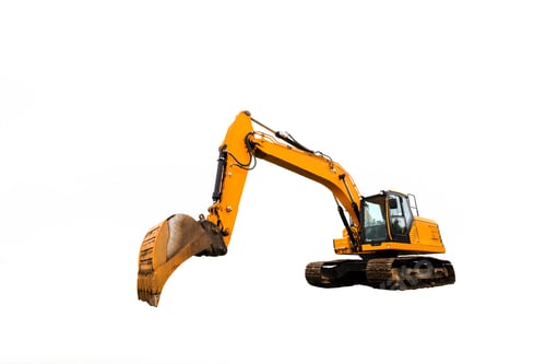 Excavator Heavy Equipment Isolated on White Background