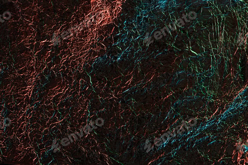 Preview: abstract background of shiny textured crumpled foil with colorful illumination