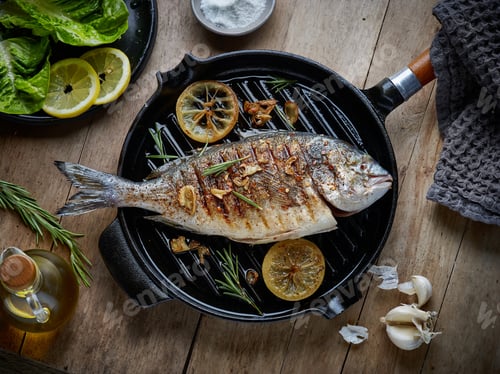 Preview: fish on grilling pan