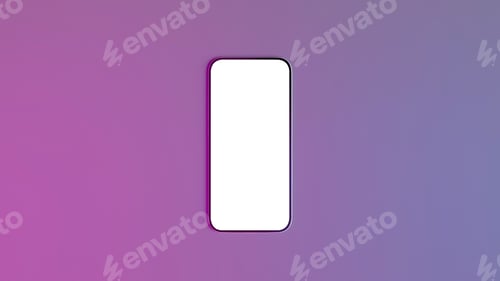 Preview: Smartphone with blank screen displayed on vibrant purple and pink gradient background