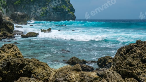 Preview: Ocean Waves on Tembeling Coastline at Nusa Penida island, Bali Indonesia
