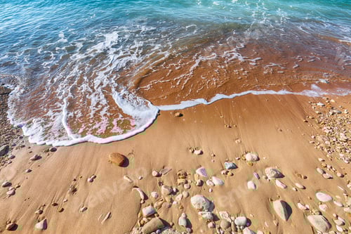 Preview: Fabulous view azure sea glowing by sunlight. Dramatic morning scene.