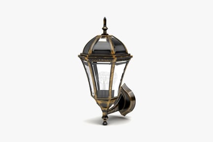 Preview: Ornate wall lantern with dome finial and glass panels