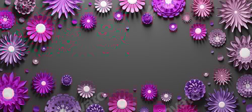 Preview: Paper flowers on black background with empty space